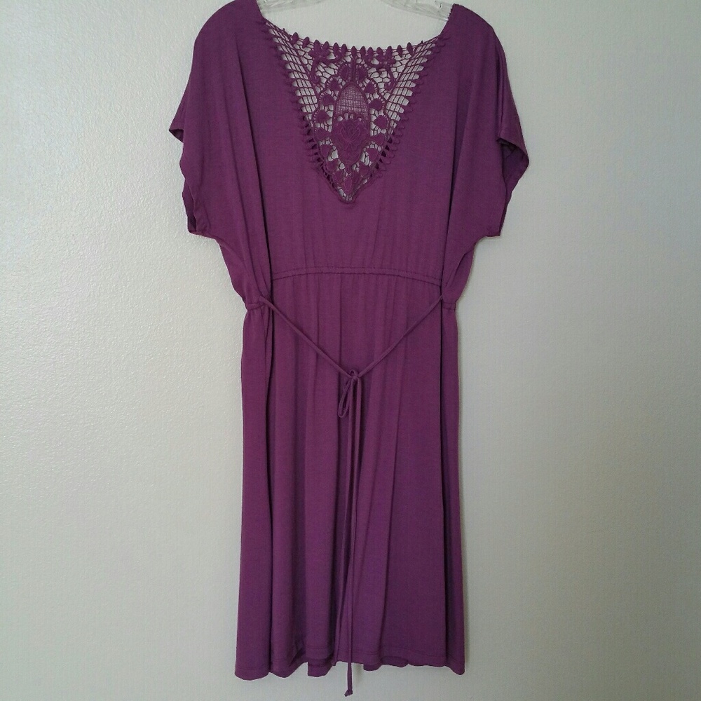 Pure Energy Purple Dress w/ Crochet Back sz 1 - Picture 2 of 7